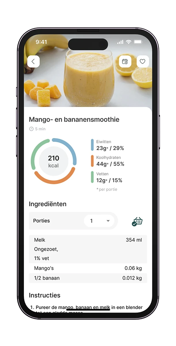 App nutrition section